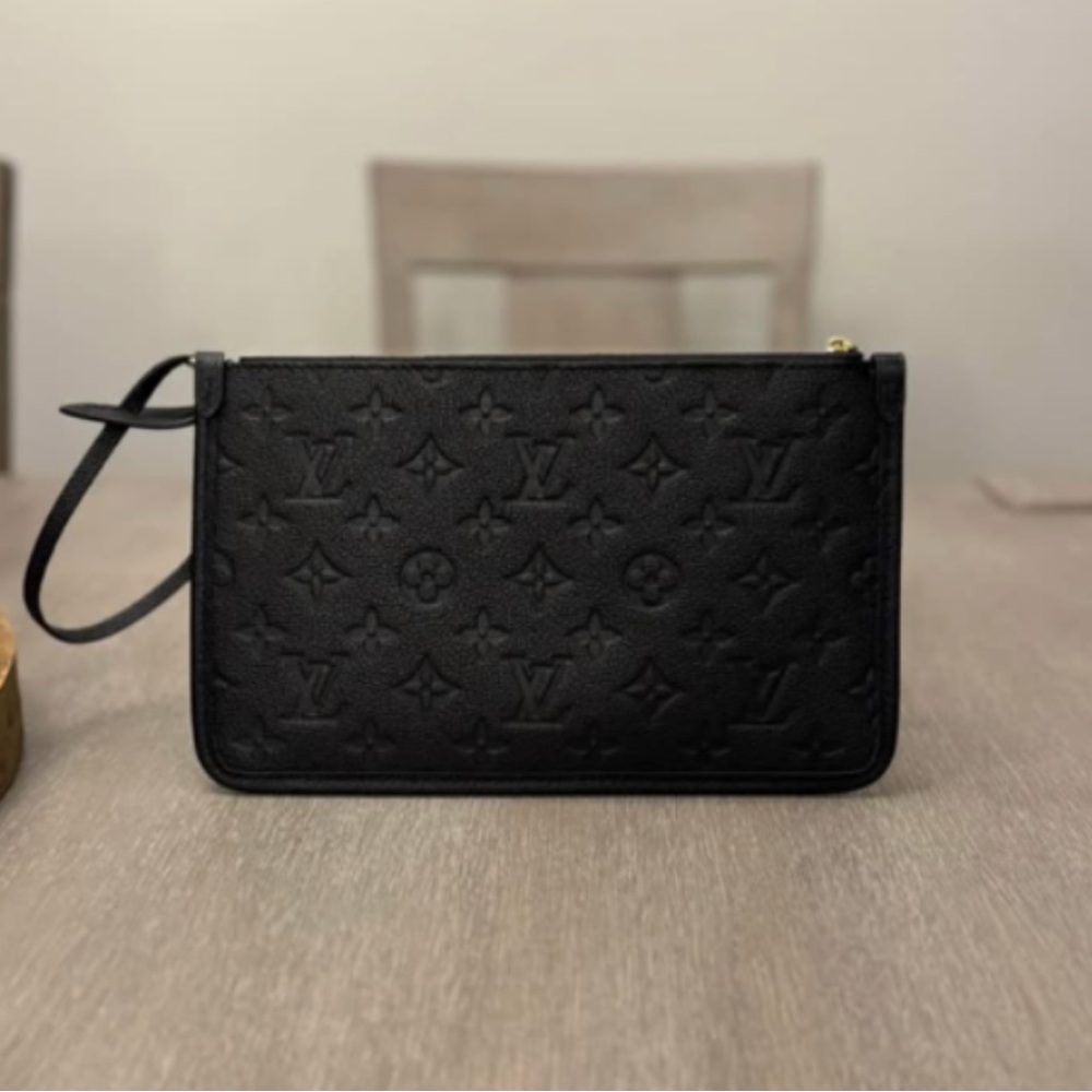 Louis Vuitton Black Textured Clutch with Wristlet